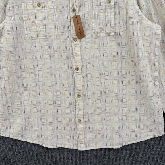 Carbon2Cobalt Shirt Mens XL Off White Multicolorn Button Up Long Sleeve Gauzy - Picture 3 of 9
